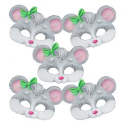 Masks - set of 5 pieces "little mouse" made of cardboard, 24 x 17 cm, with elastic band