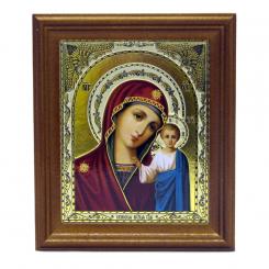 Icon "Kazanskaya" wooden frame, double embossing, 11 x 13 cm