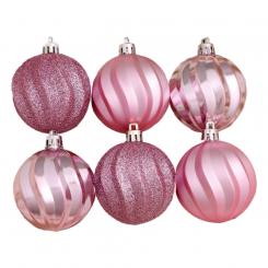 Weihnachtskugeln Welle in Rosa und Rose 6 St. Ø6 cm