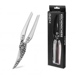 Robust stainless steel kitchen scissors with safety lock