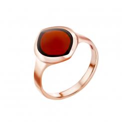 Ladies' ring in 925 silver with cherry amber, rose gold-plated