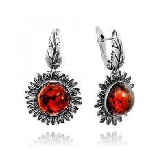 925 sterling silver earrings with "Sunflower" amber stones