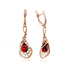 Earrings in gold-plated 925 sterling silver with amber stones