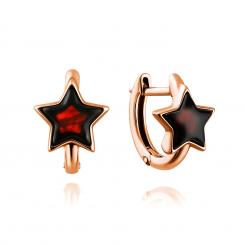 Gold-plated 925 sterling silver earrings with amber "little star"