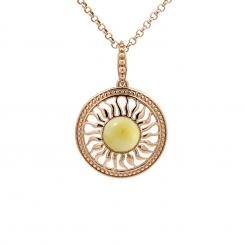 Jewelry pendant in gold-plated 925 Sterling silver with yellow amber "Sun"