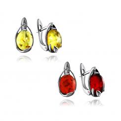 Earrings in 925 sterling silver with amber stones