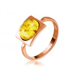 Ladies' ring in gold-plated 925 Sterling silver with yellow amber