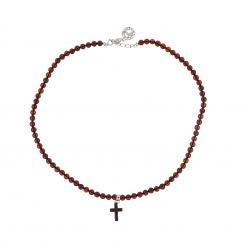 Amber necklace in 925 sterling silver with cross