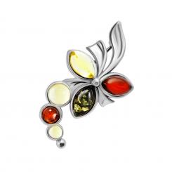 925 sterling silver brooch with "Orchid" amber stones