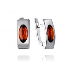 Earrings in 925 sterling silver with amber cognac