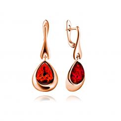 Earrings in gold-plated 925 silver with cognac-colored amber stones