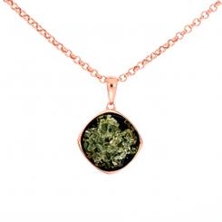 Jewelry pendant in gold-plated 925 silver with round green amber