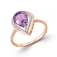 Sokolov ladies' ring in 585 rose gold with an amethyst and zirconia