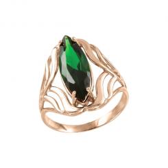 Ladies ring in 585 rose gold with green cubic zirconia