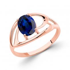 Sokolov ladies ring in 585 red gold with one sapphire