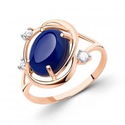 Sokolov ladies ring in 585 red gold with sapphire and zirconia