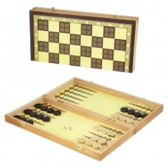 Brettspiel Backgammon und Dame Holzbox gelb, 47.5 x 47.6 cm