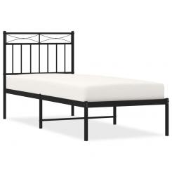 Bed frame with headboard metal black 80x200 cm