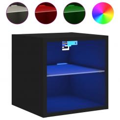 TV-Wandschrank mit LED-Leuchten Schwarz 30x28,5x30 cm