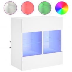 TV wall unit with LED lights White 58.5x30x60.5 cm