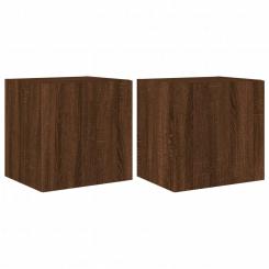 Wall cupboards with LED lights 2 pcs. Brown oak look