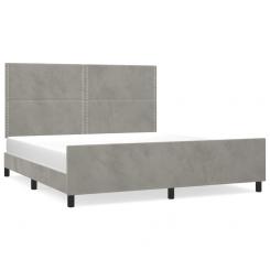 Bed frame with headboard light gray 160x200 cm velvet