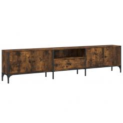 TV cabinet with drawer smoked oak 200x25x44cm wood-based material