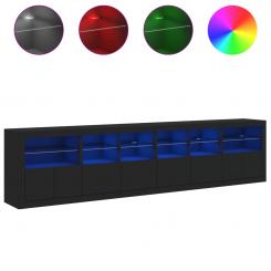 Sideboard with LED lights black 283x37x67 cm