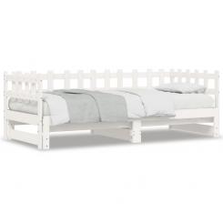 Day bed extendable white 2x(90x200) cm solid pine wood