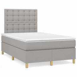 Boxspringbett mit Matratze & LED Hellgrau 120x190 cm Stoff