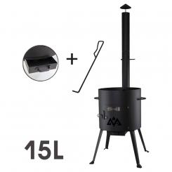 Feuerofen mit Schornstein für Kasan 15 L, (Ø 452 mm, H: 650  mm)