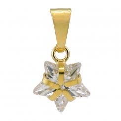 Star pendant in 375 yellow gold with zirconia