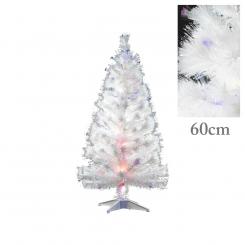 Weihnachtsbaum weiss mit farbwechselnden Lichtfasern, 60 cm