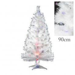 Weihnachtsbaum weiß mit farbwechselnden Lichtfasern, 90 cm