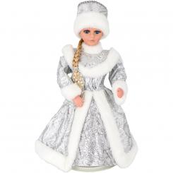 Decorative figure of a snow maiden in silver with candy container, 40 cm