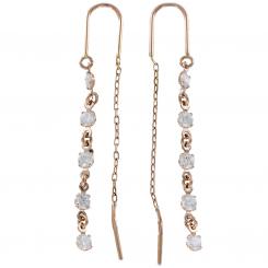 Pull-through earrings in 585 rose gold with zirconia