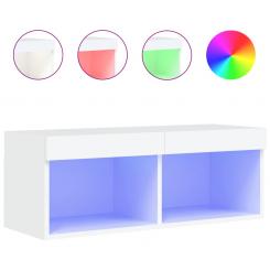 TV-Schrank mit LED-Leuchten Weiß 80x30x30 cm