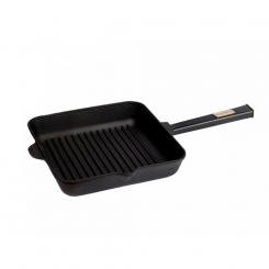 BriZoll Grillpfanne quadratisch 28x28 cm aus hochwertigem Gusseisen