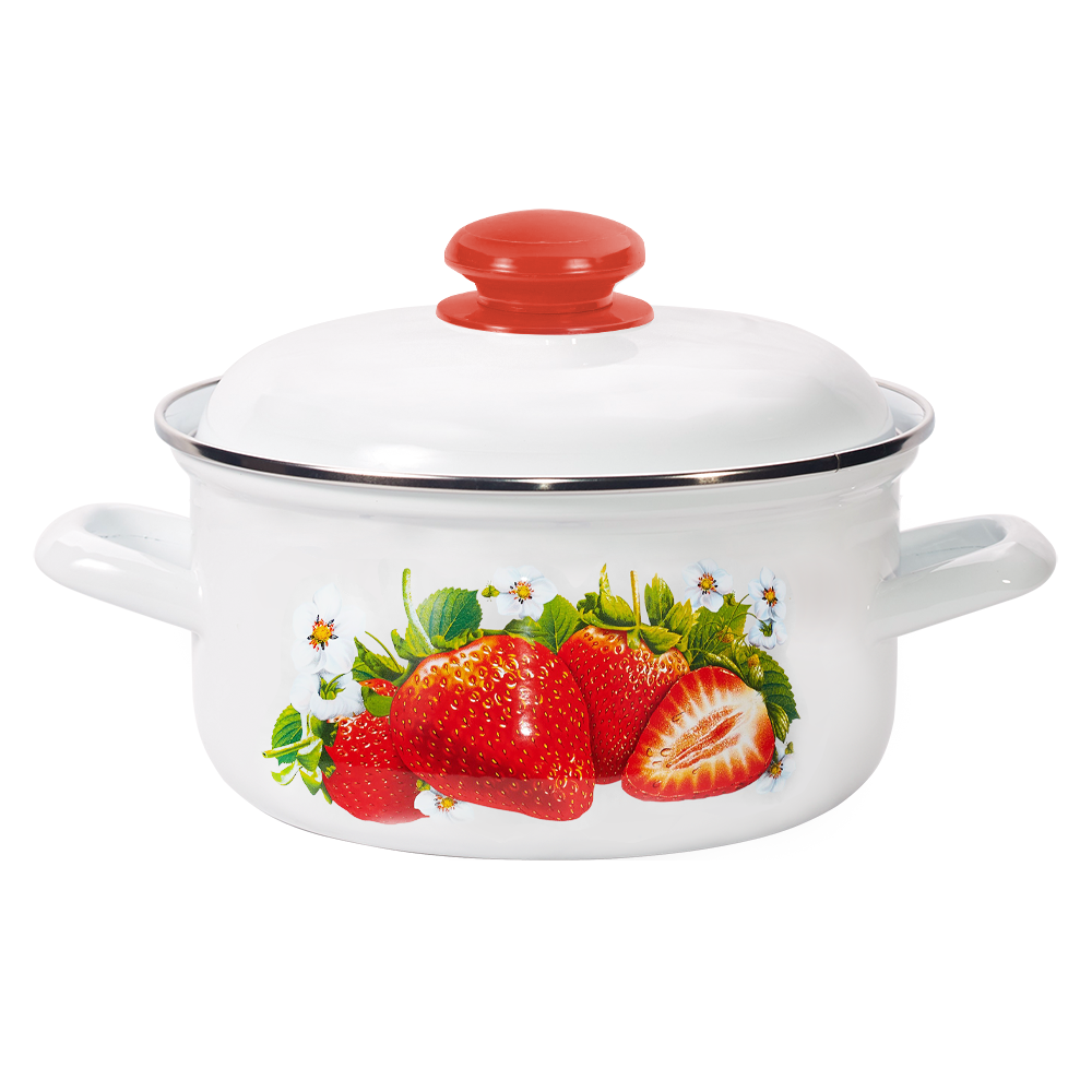 Summer Berry Enamel Cooking Pots, 2, 3 and 4 Liters, Kitchen