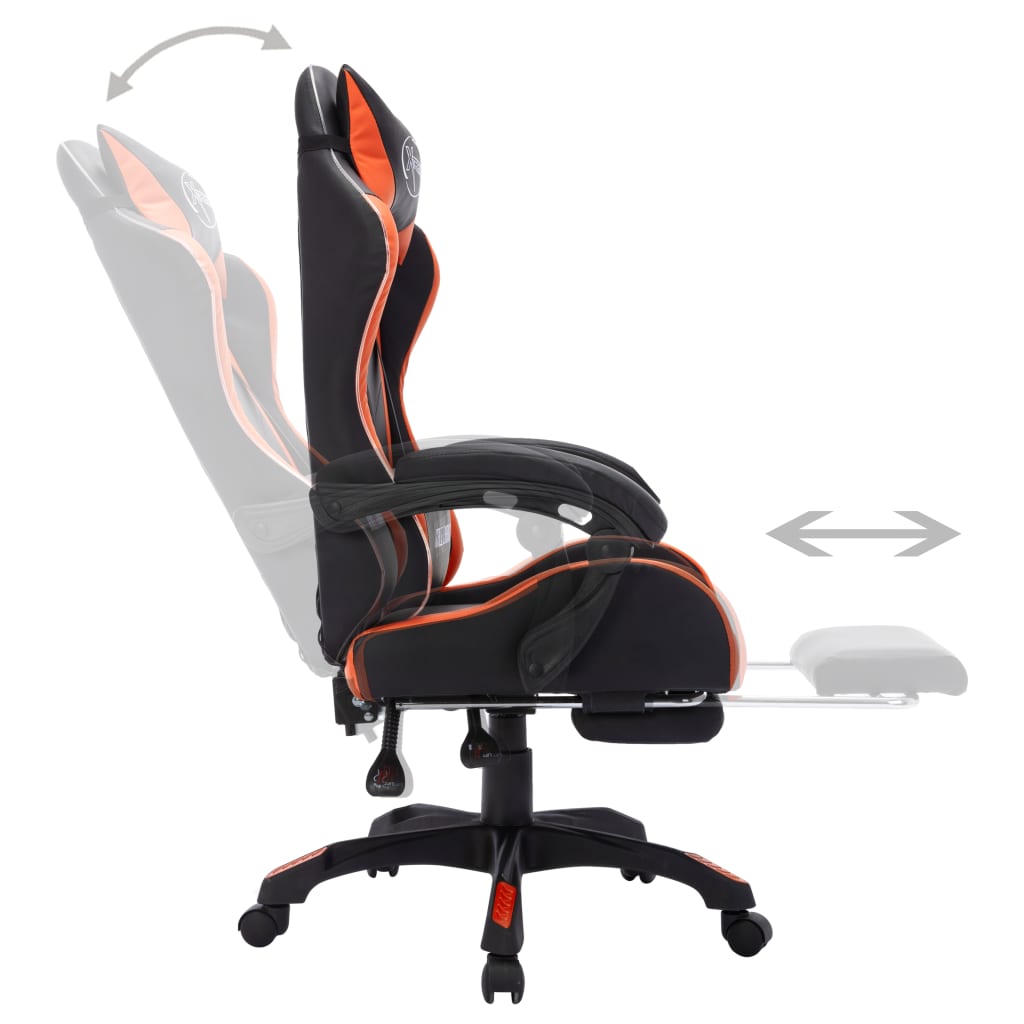 Gaming-Stuhl mit Fußstütze Drehbar Schwarz & Orange Kunstleder