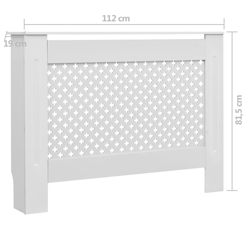 Heizkörperabdeckung Weiß 112×19×81,5 cm MDF 1, Weiß